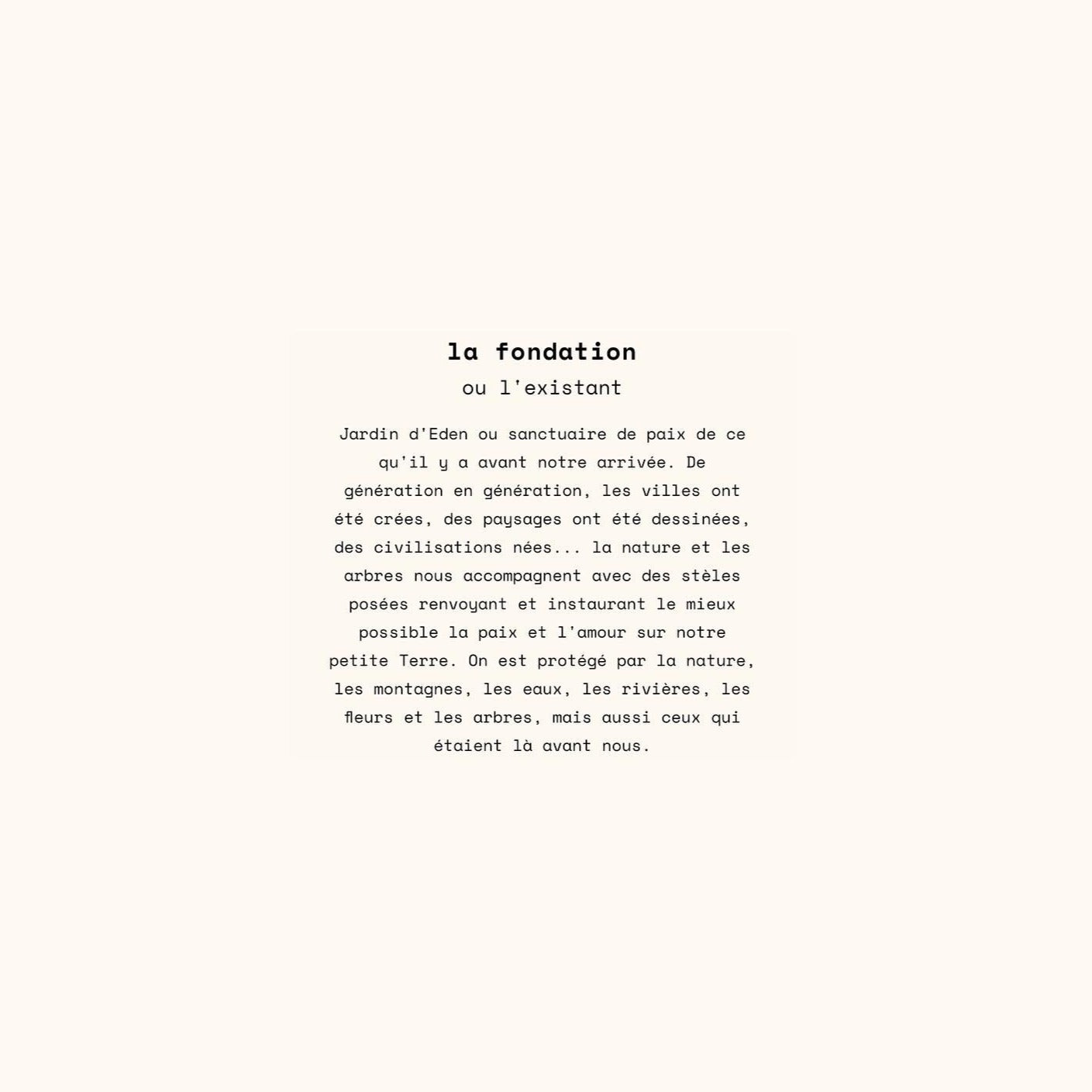 La fondation ou l'existant
