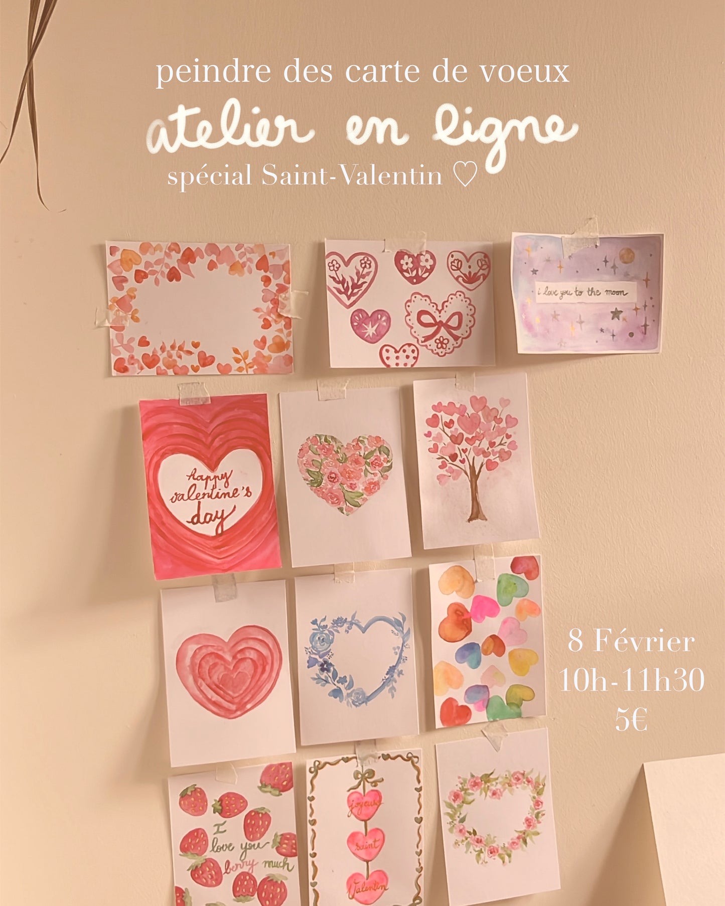 Atelier live aquarelle - carte de Saint-Valentin